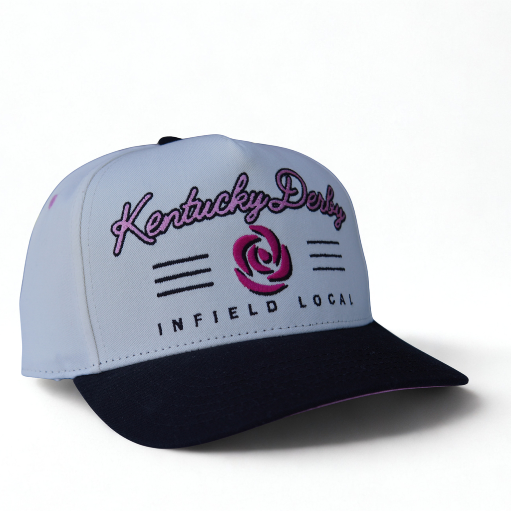 White & Black Rose Embroidered Snapback Hat – Kentucky Derby Infield
