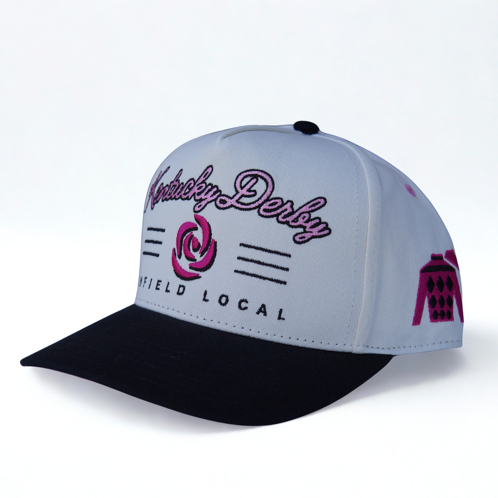 White & Black Rose Embroidered Snapback Hat – Kentucky Derby Infield
