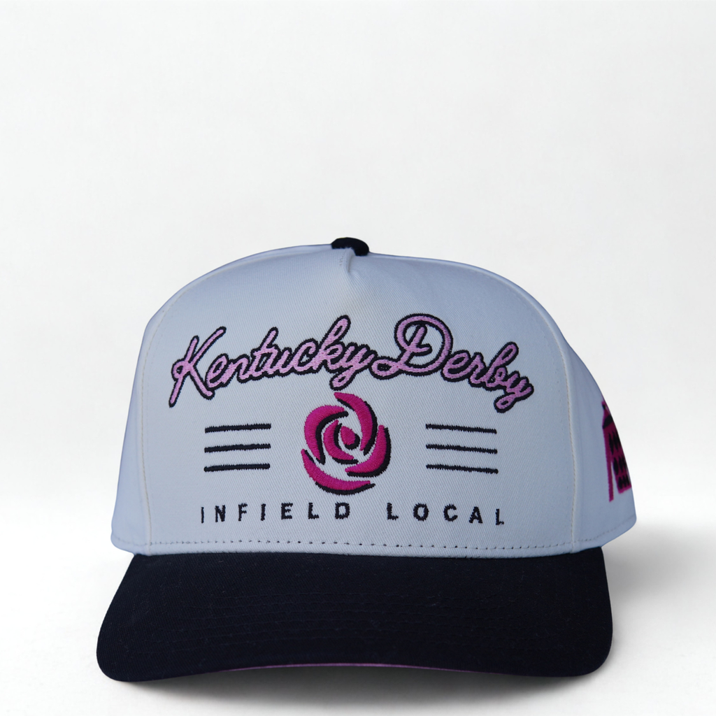 White & Black Rose Embroidered Snapback Hat – Kentucky Derby Infield